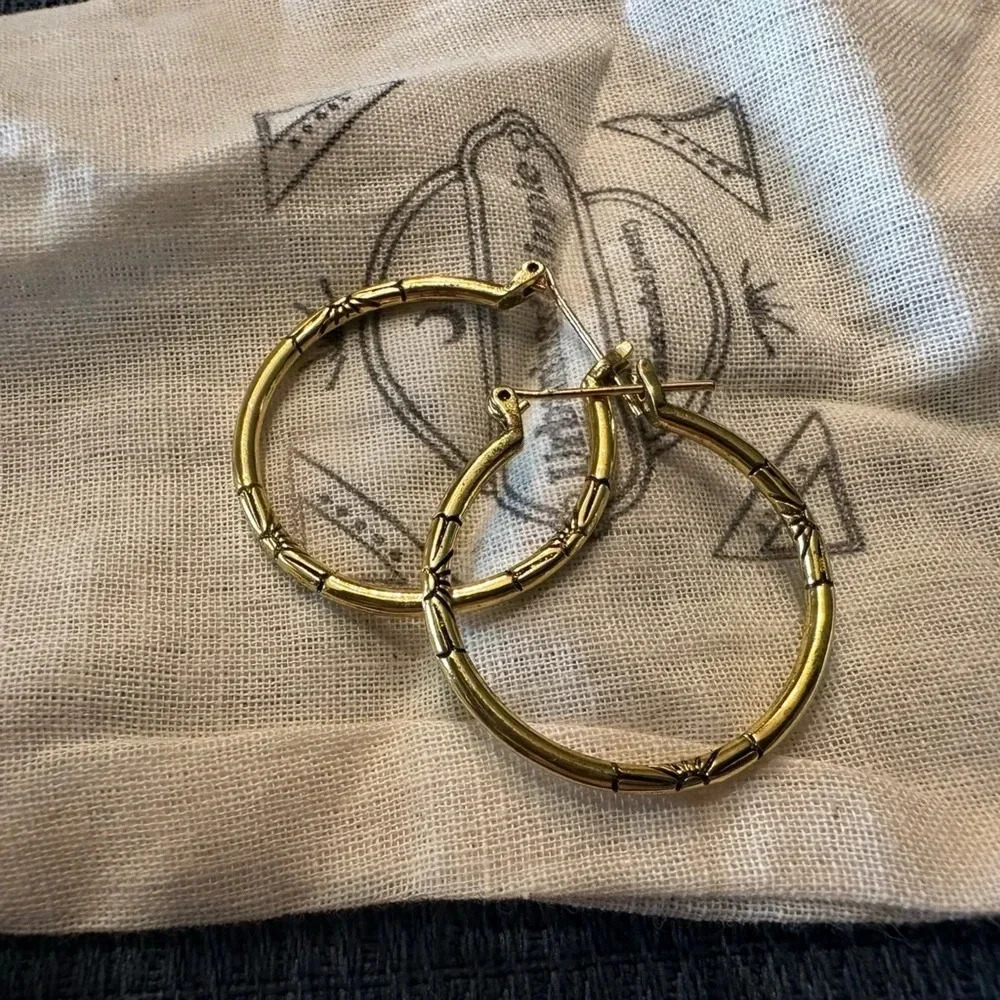 Embossed Hoop‎ Earrings - Not Real Gold